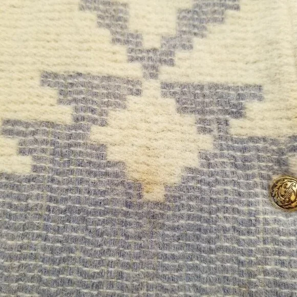 ✅VTG Woolrich Chore Jacket Women's LARGE Blue/Grey Aztec Southwest Wool✅STAINING - Picture 5 of 16